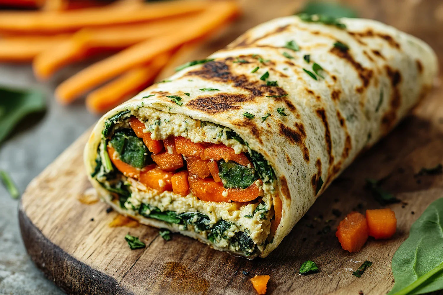 Protein-Wraps mit Hummus und Gemüse