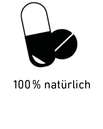 100% natürlich, Pillen-Symbol, schwarz-weiss