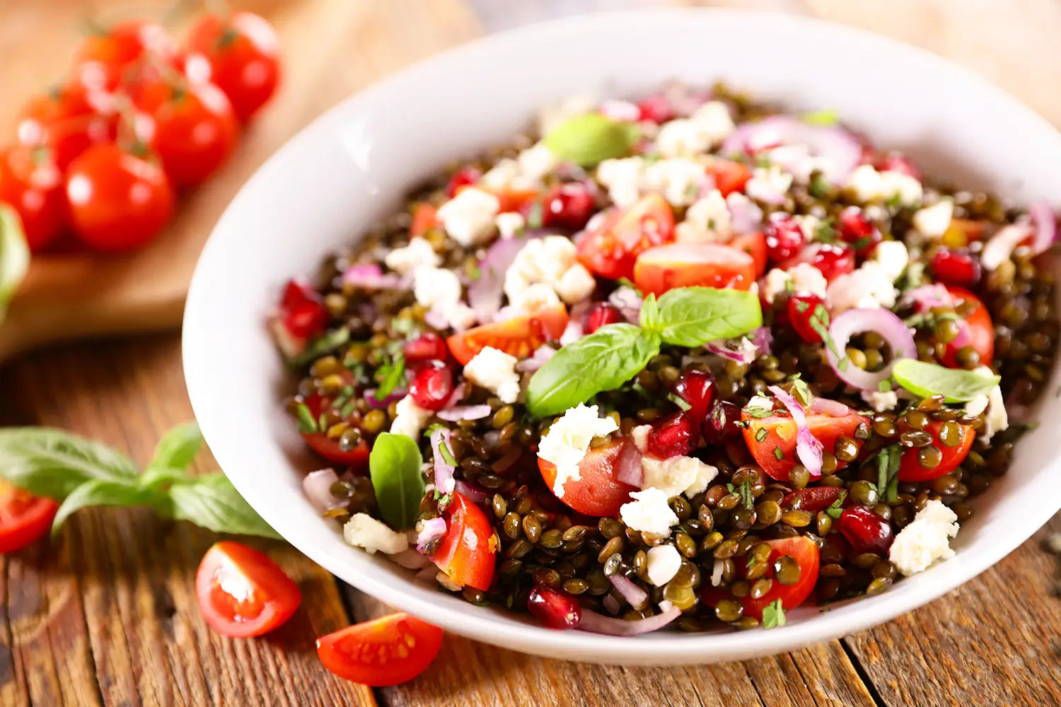 Ballaststoffreiche Linsen-Tomaten-Salat