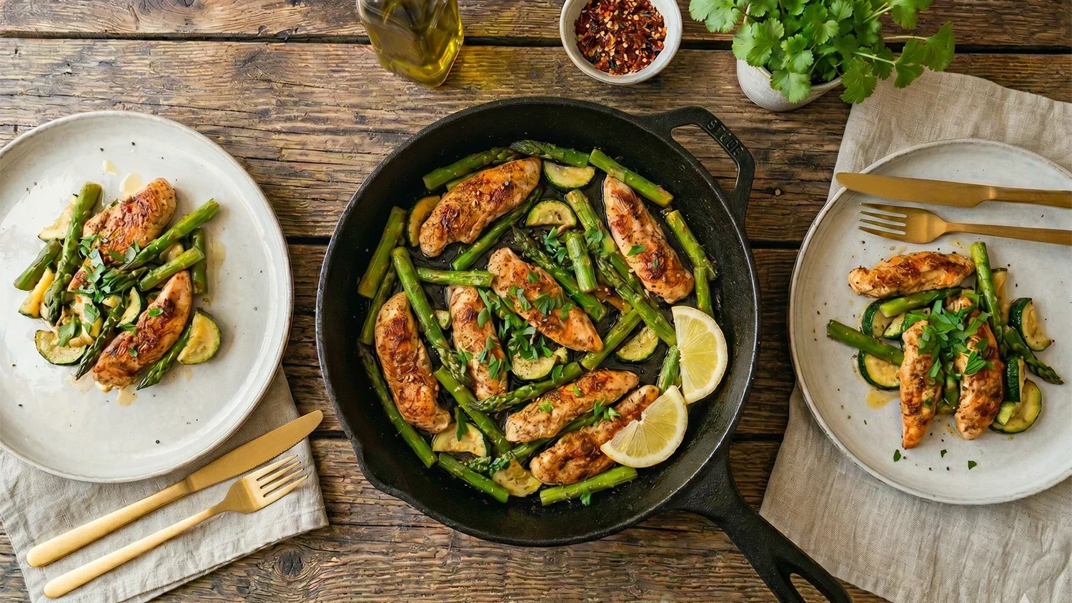 Proteinreiche Spargel-Hähnchen-Pfanne – schnelles Fitness-Rezept für den Frühling