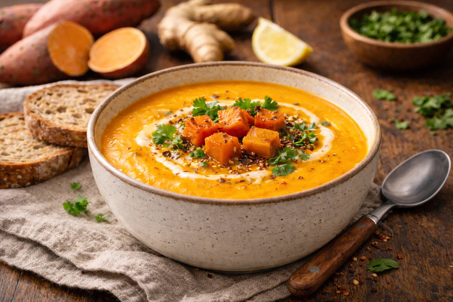 Süßkartoffel-Ingwer-Suppe